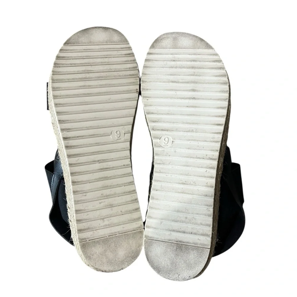 Big Buddha Sandals Women’s Size 9 Black Jute Platform Open Toe Chunky Shoes